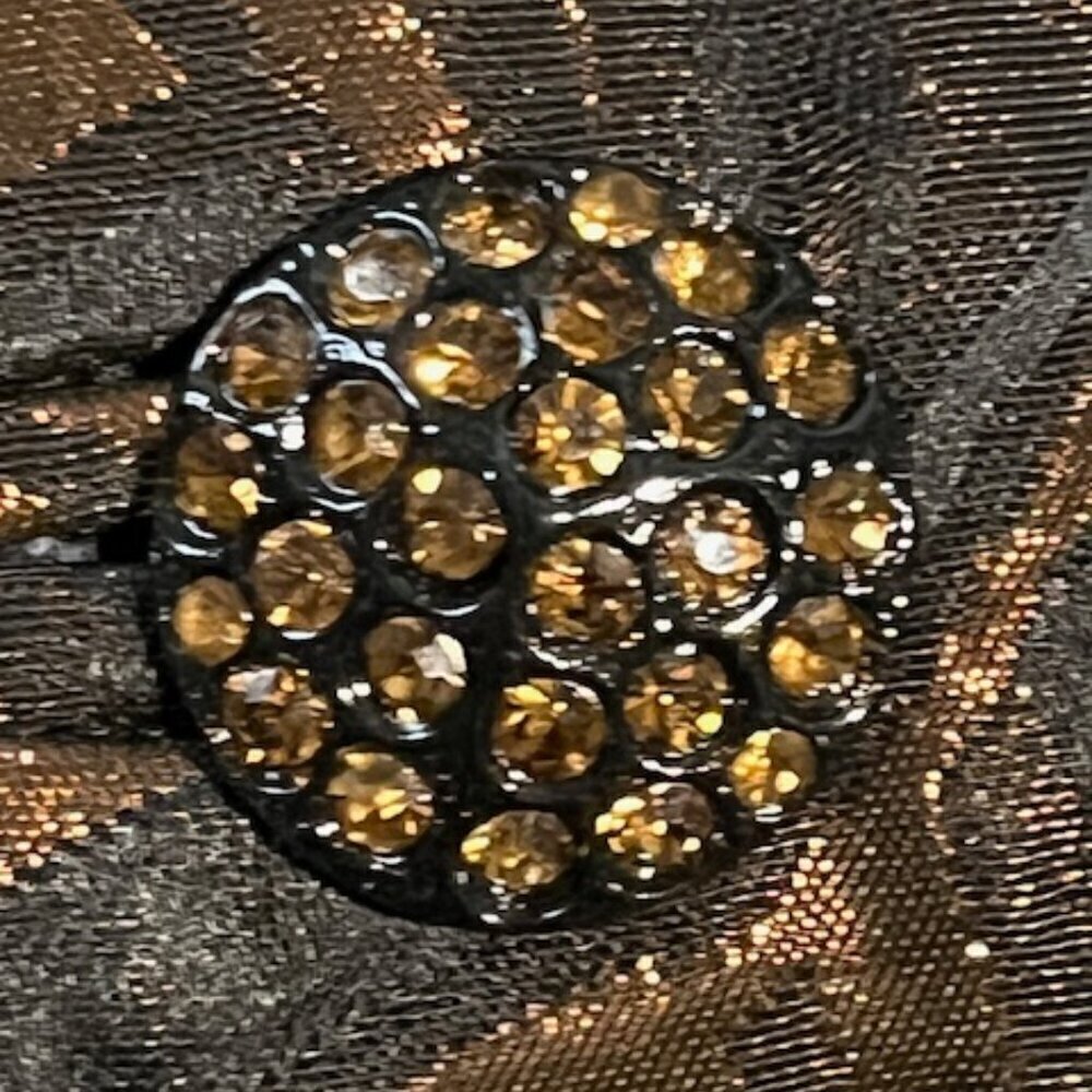 Albert Nipon Evening Blazer Jacket Black Bronze Metallic Rhinestone Buttons SZ 8 - Picture 11 of 15